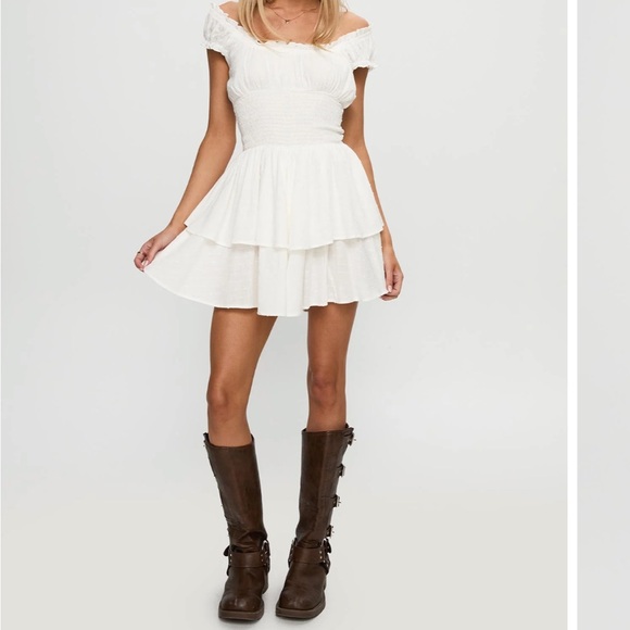 Princess Polly White Ruffle Mini Dress - Picture 1 of 4